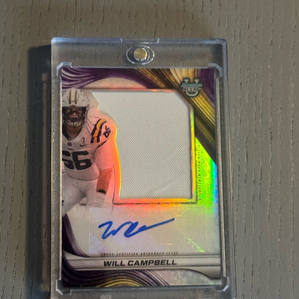 2024 Bowman's Best University - Prospect Jumbo Relic Autographs Will Campbell